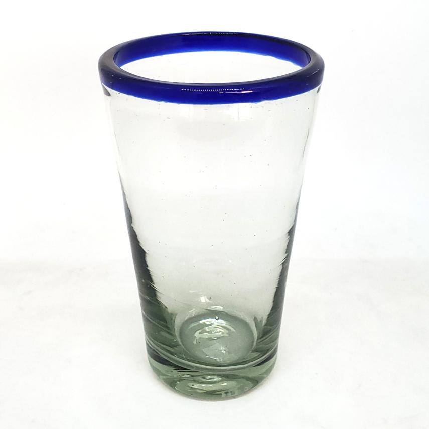 Sale Items / Cobalt Blue Rim 16 oz Pint Glasses (set of 6) / Used in specialty restaurants and bars these tavern style beer glasses are perfect for a fresh brew. 